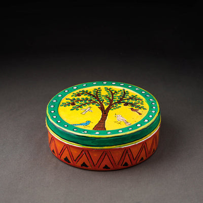  Multicolor Kavad Handpainted Stainless Steel Masala Box 