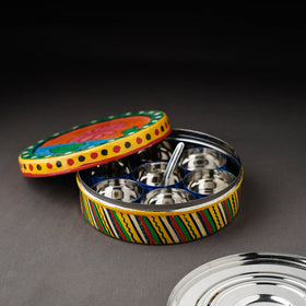  Kavad Handpainted Stainless Steel Multicolor Masala Box 