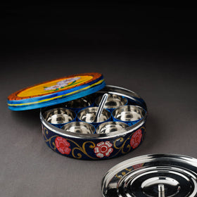 Multicolor Kavad Handpainted Stainless Steel Masala Box 
