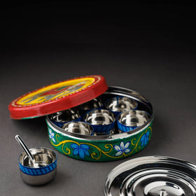  Kavad Handpainted Stainless Steel Multicolor Masala Box