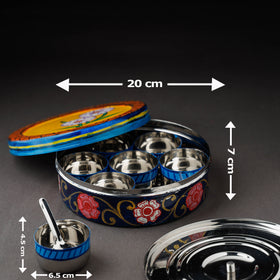 Multicolor Kavad Handpainted Stainless Steel Masala Box 