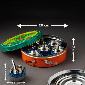 Kavad Handpainted Stainless Steel Multicolor Masala Box
