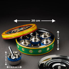  Kavad Handpainted Stainless Steel Multicolor Masala Box