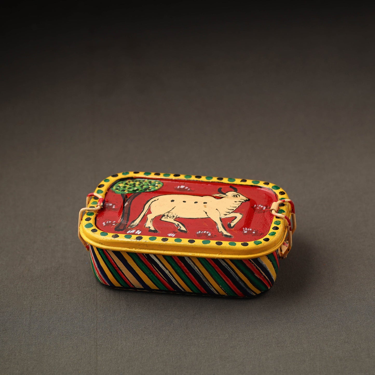  Kavad Handpainted Stainless Steel Rectangle Shape Lunch Box (6 X 4 in) 26 