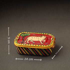  Kavad Handpainted Stainless Steel Rectangle Shape Lunch Box (6 X 4 in) 26 