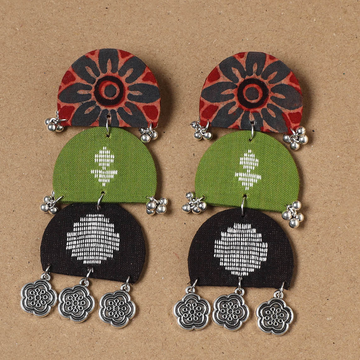 Kavya ghungroo work fabart handmade earrings - handcrafted