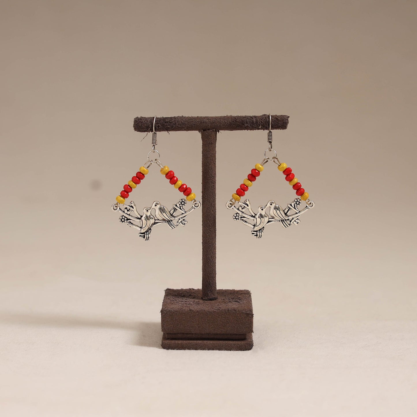 Multicolor - kavya wooden beads earrings with german silver
