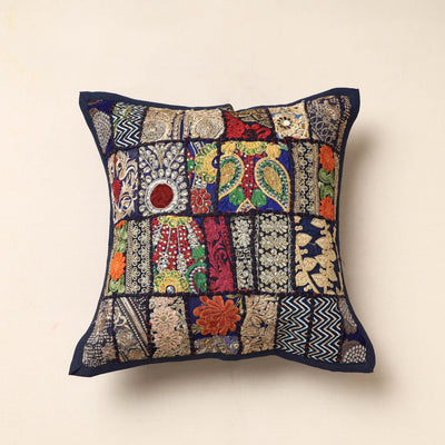 Buy Multicolor Khambadiya Patchwork Cotton Cushion Cover