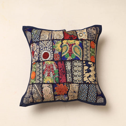 Buy Multicolor Khambadiya Patchwork Cotton Cushion Cover