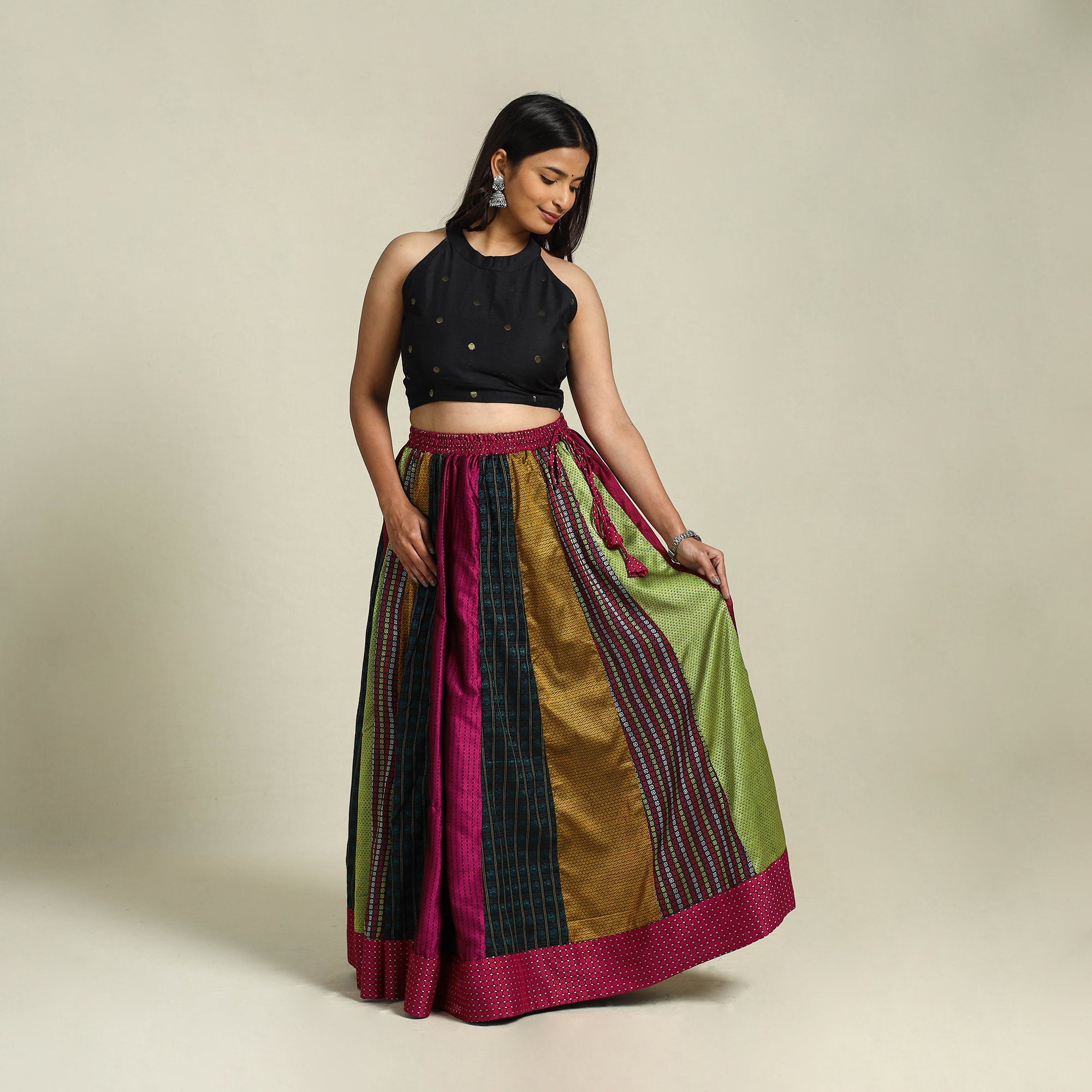 Buy Khun Patchwork 24 Kali Cotton Long Skirt
