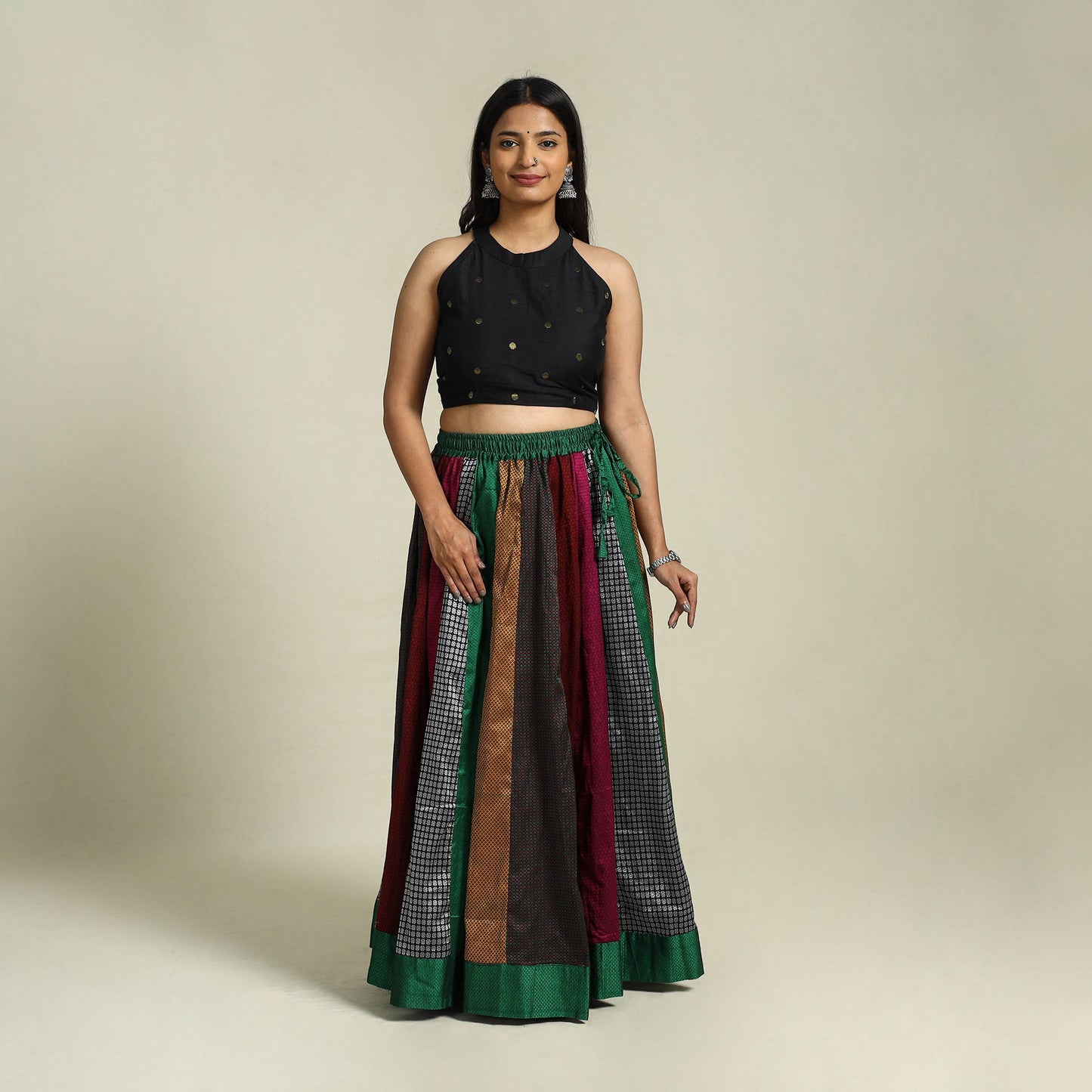 Buy Multicolor Khun Patchwork 24 Kali Cotton Long Skirt