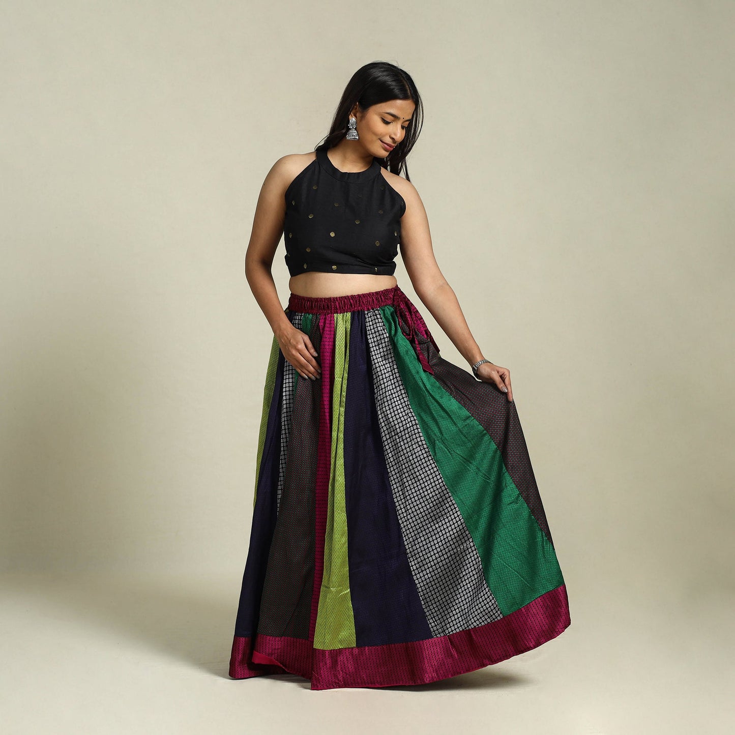 Multicolor - khun patchwork 24 kali cotton long skirt 04