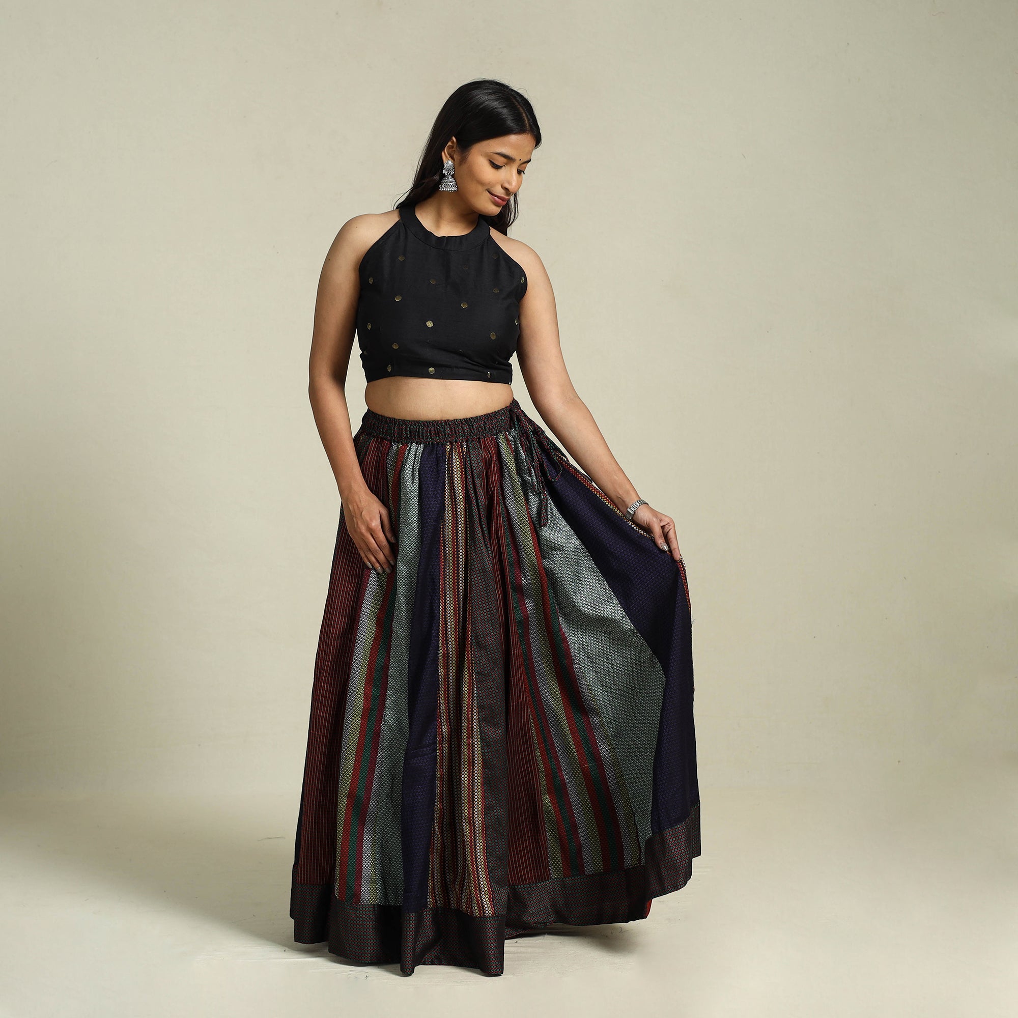 Buy Multicolor Khun Patchwork 24 Kali Cotton Long Skirt