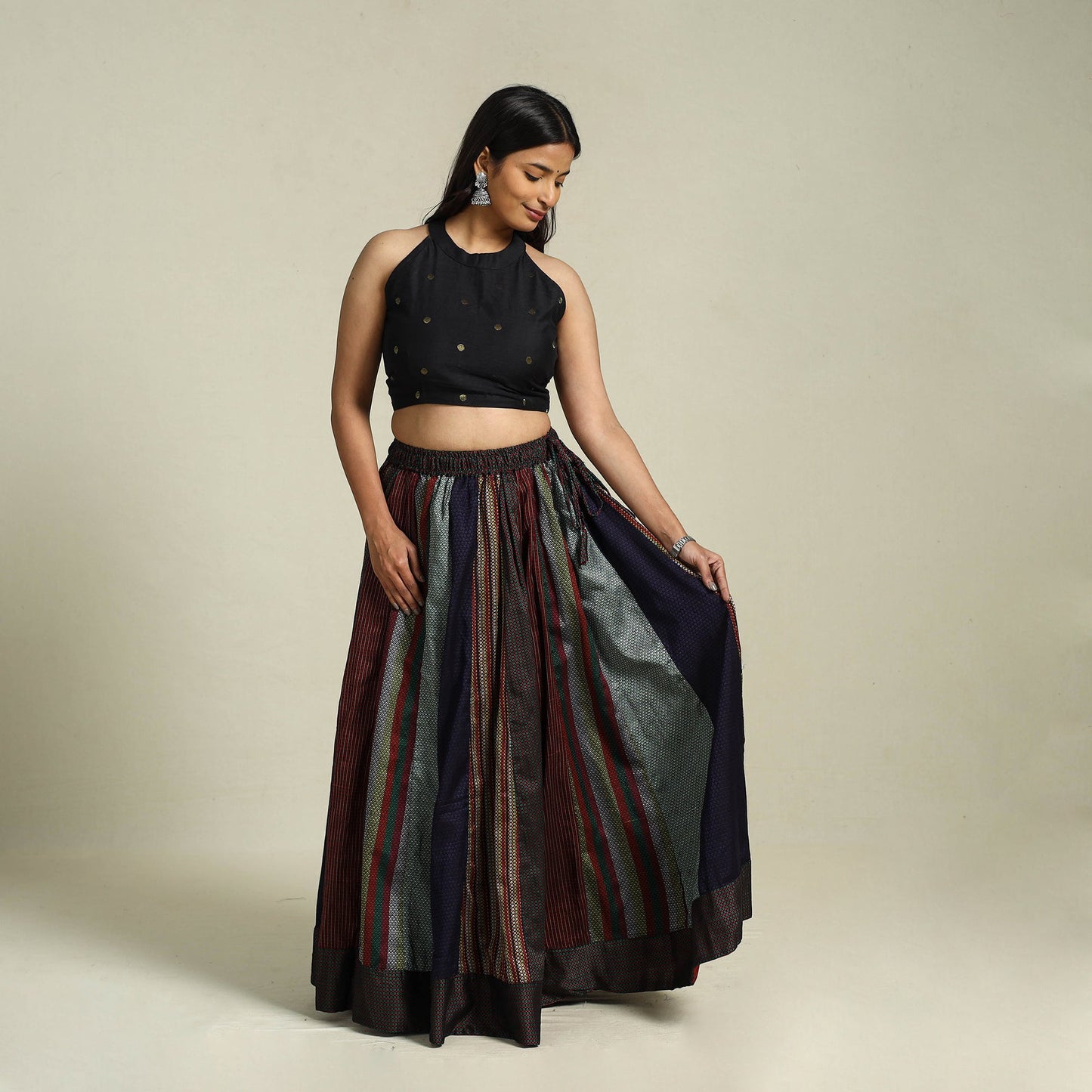 Buy Multicolor Khun Patchwork 24 Kali Cotton Long Skirt