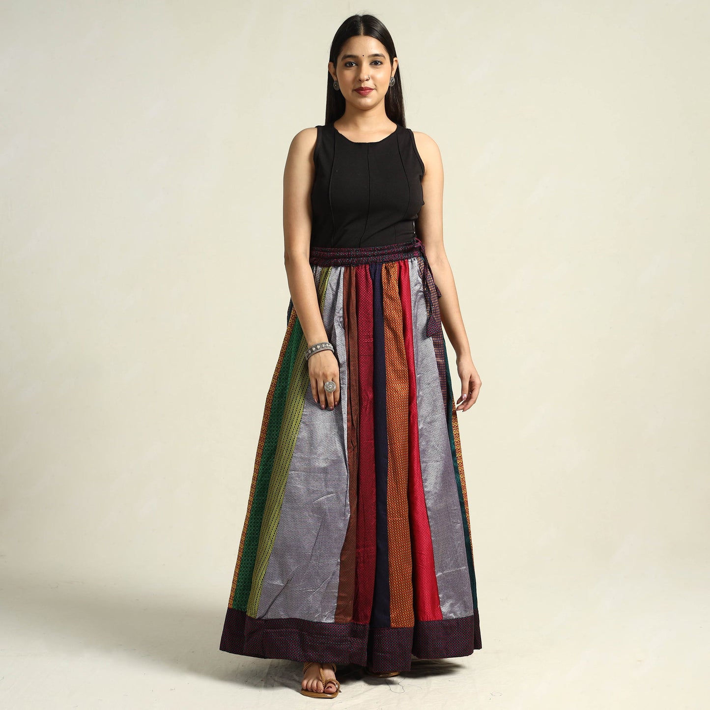 Multicolor - khun patchwork 24 kali cotton long skirt 08
