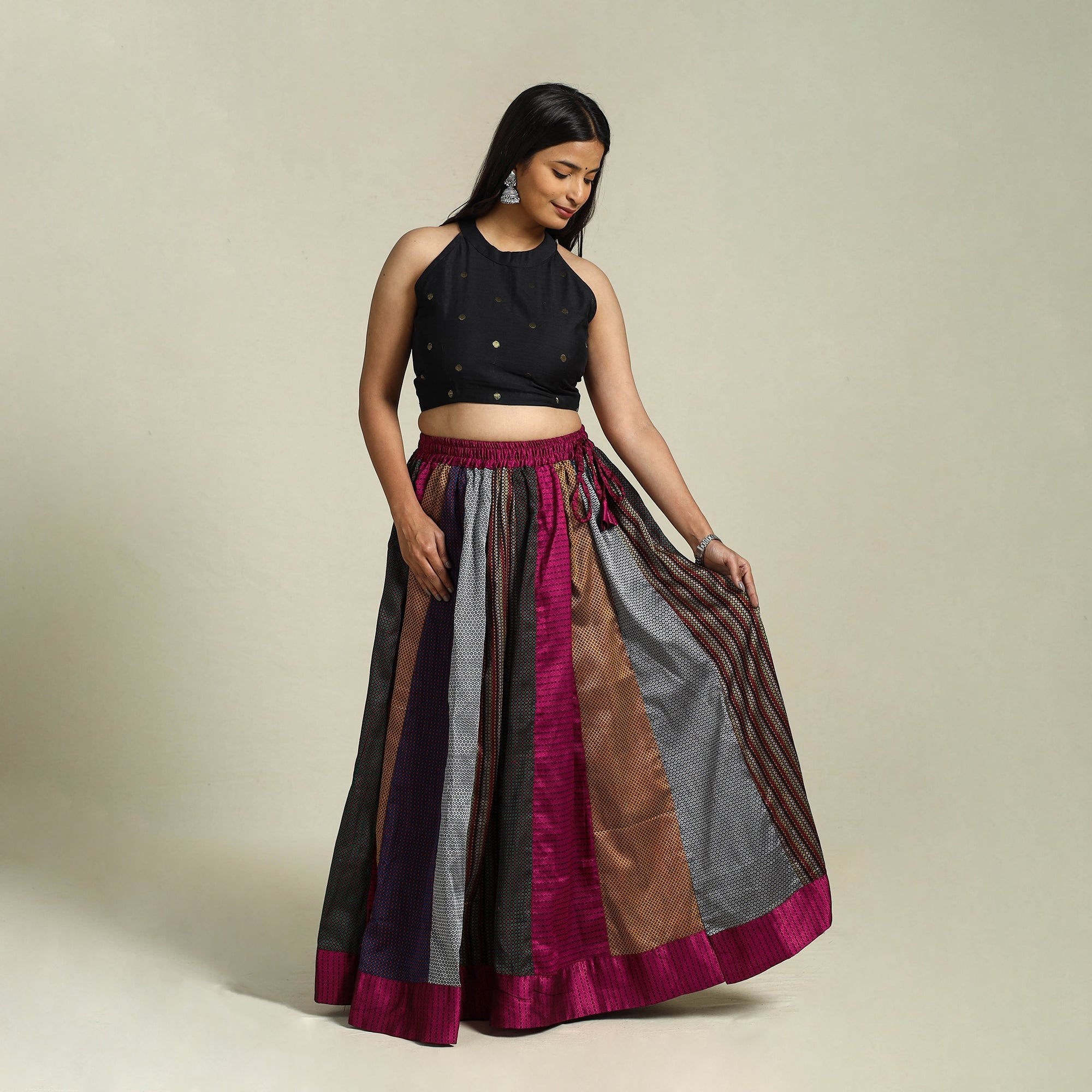 Buy Multicolor Khun Patchwork 24 Kali Cotton Long Skirt