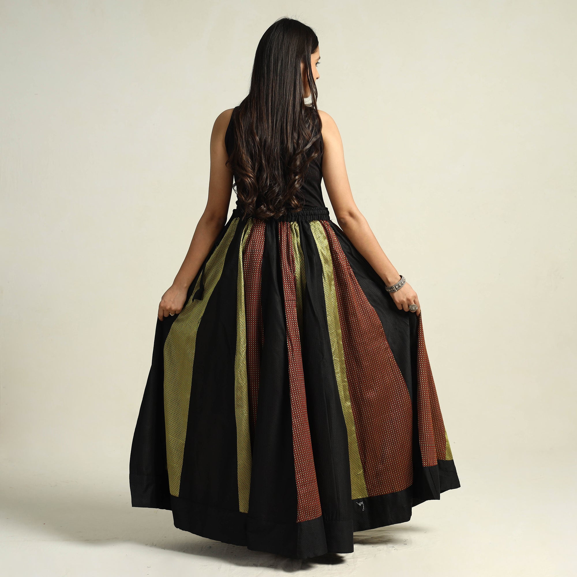 Multicolor - khun patchwork 24 kali cotton long skirt 14