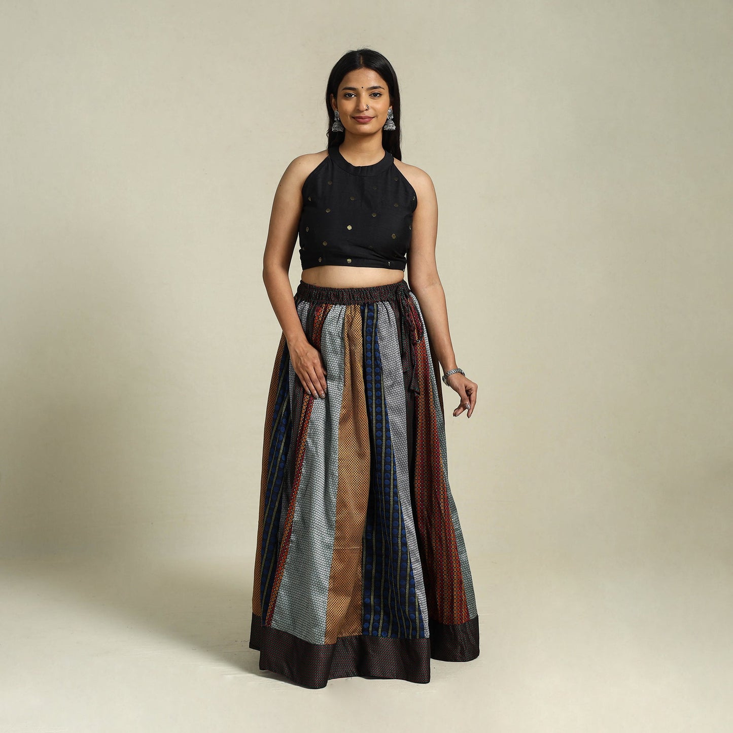 Buy Multicolor Khun Patchwork 24 Kali Cotton Long Skirt