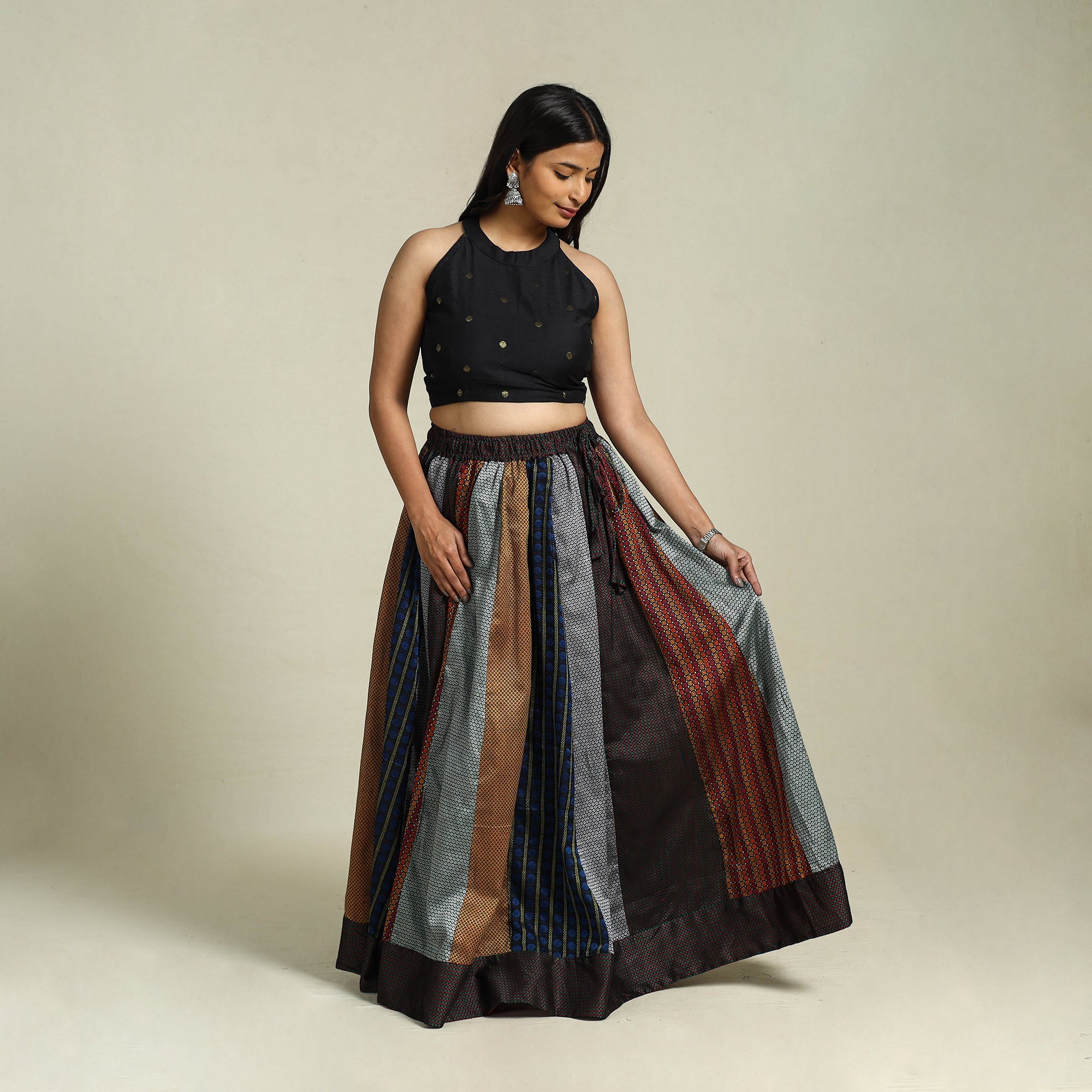 Buy Multicolor Khun Patchwork 24 Kali Cotton Long Skirt