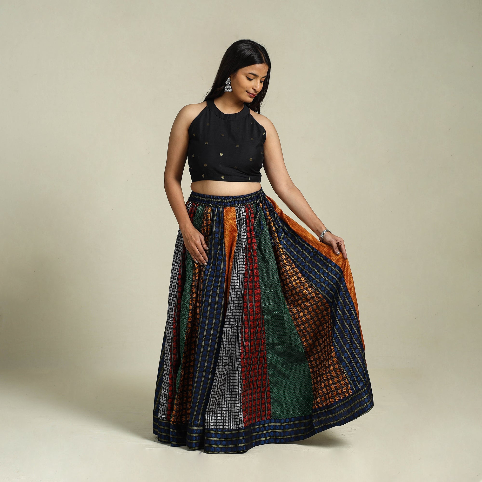 Buy Multicolor Khun Patchwork 24 Kali Cotton Long Skirt