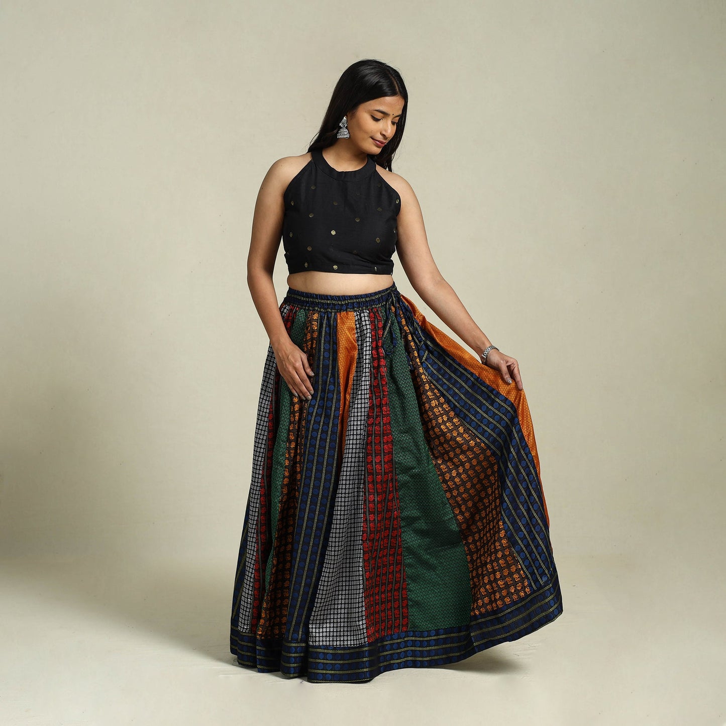 Buy Multicolor Khun Patchwork 24 Kali Cotton Long Skirt