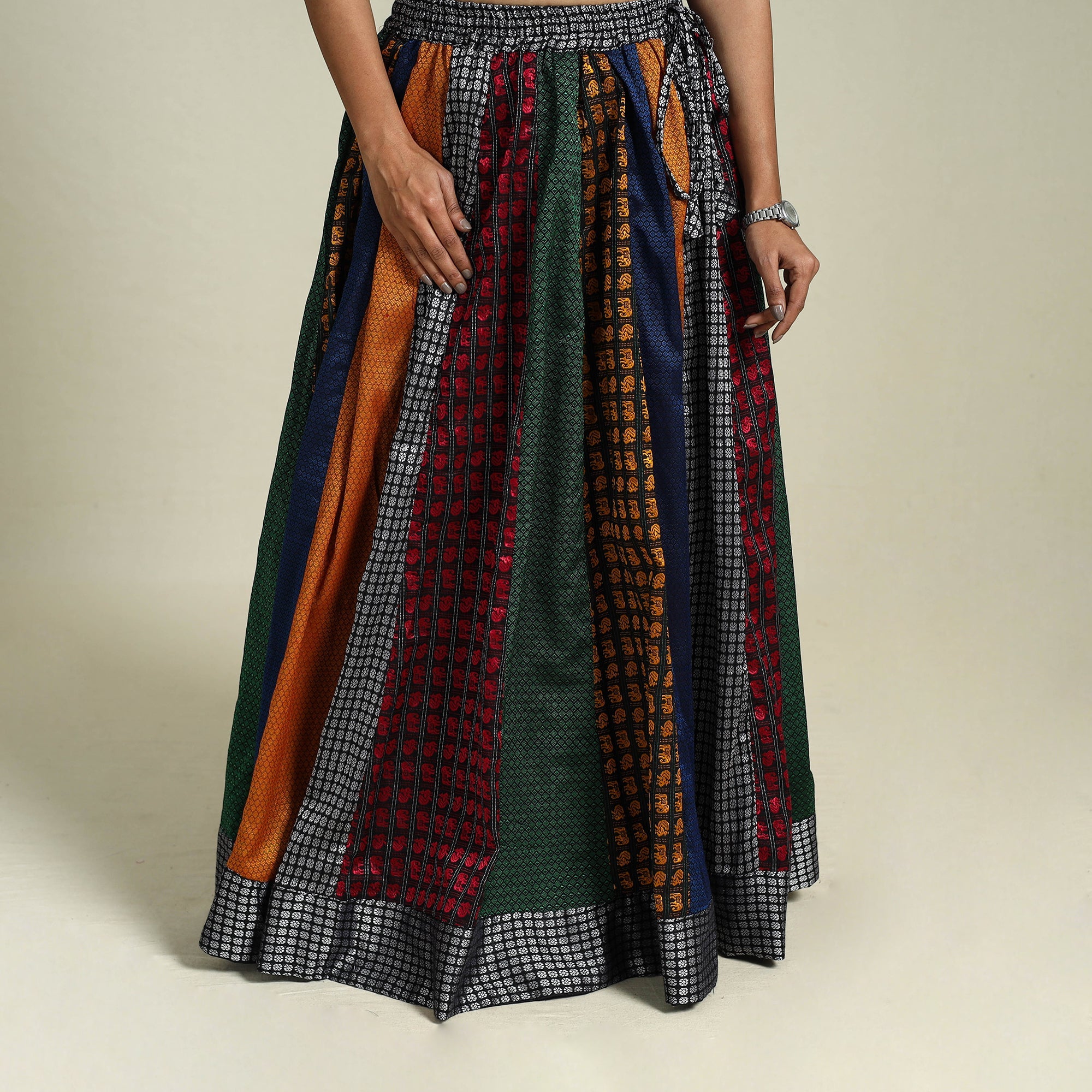 Buy Multicolor Khun Patchwork 24 Kali Cotton Long Skirt
