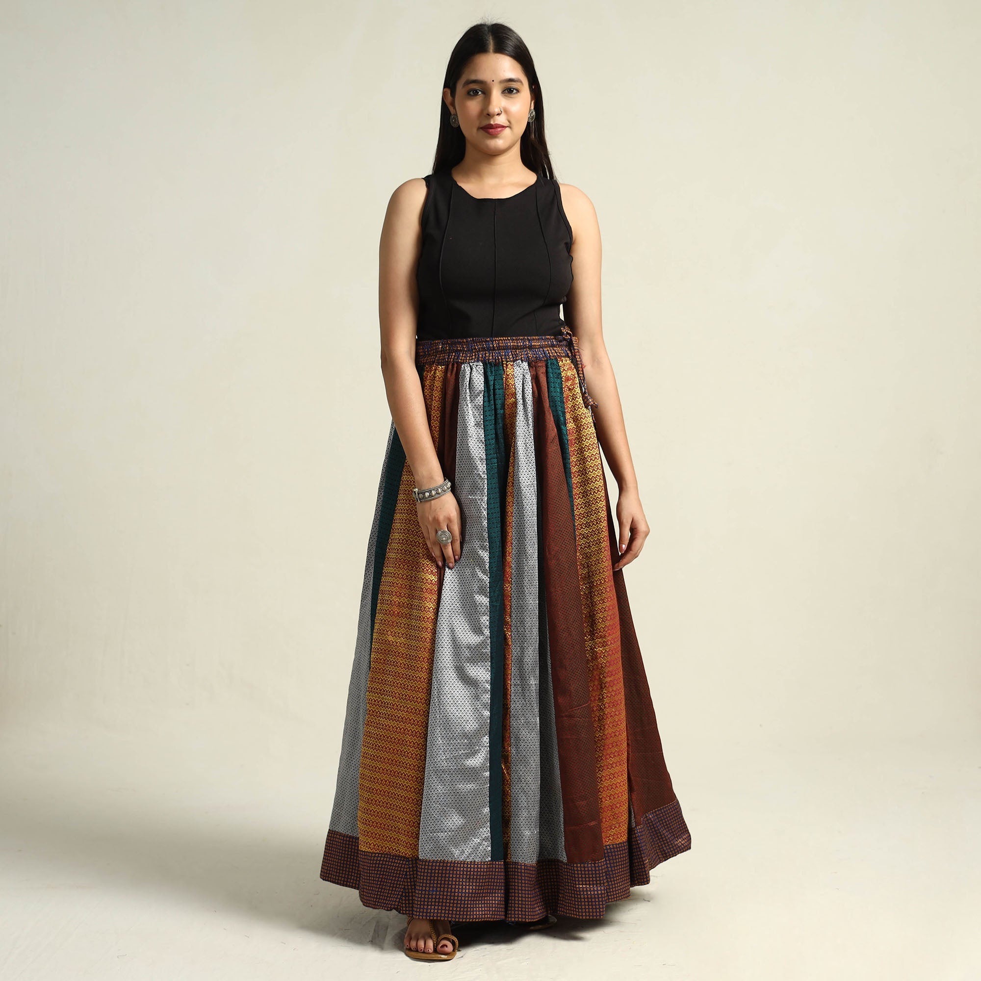 Multicolor - khun patchwork 24 kali cotton long skirt 20