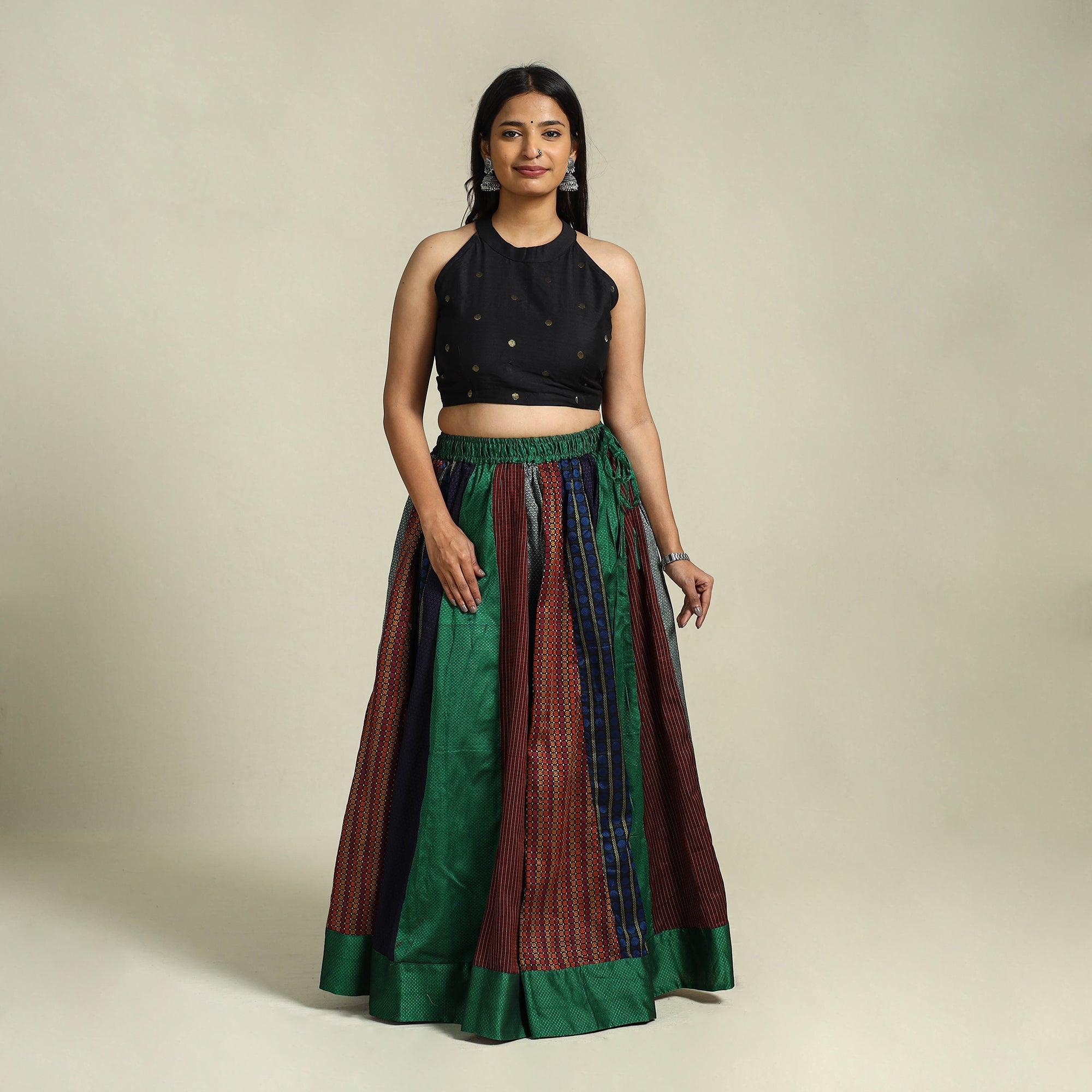Buy Multicolor Khun Patchwork 24 Kali Cotton Long Skirt
