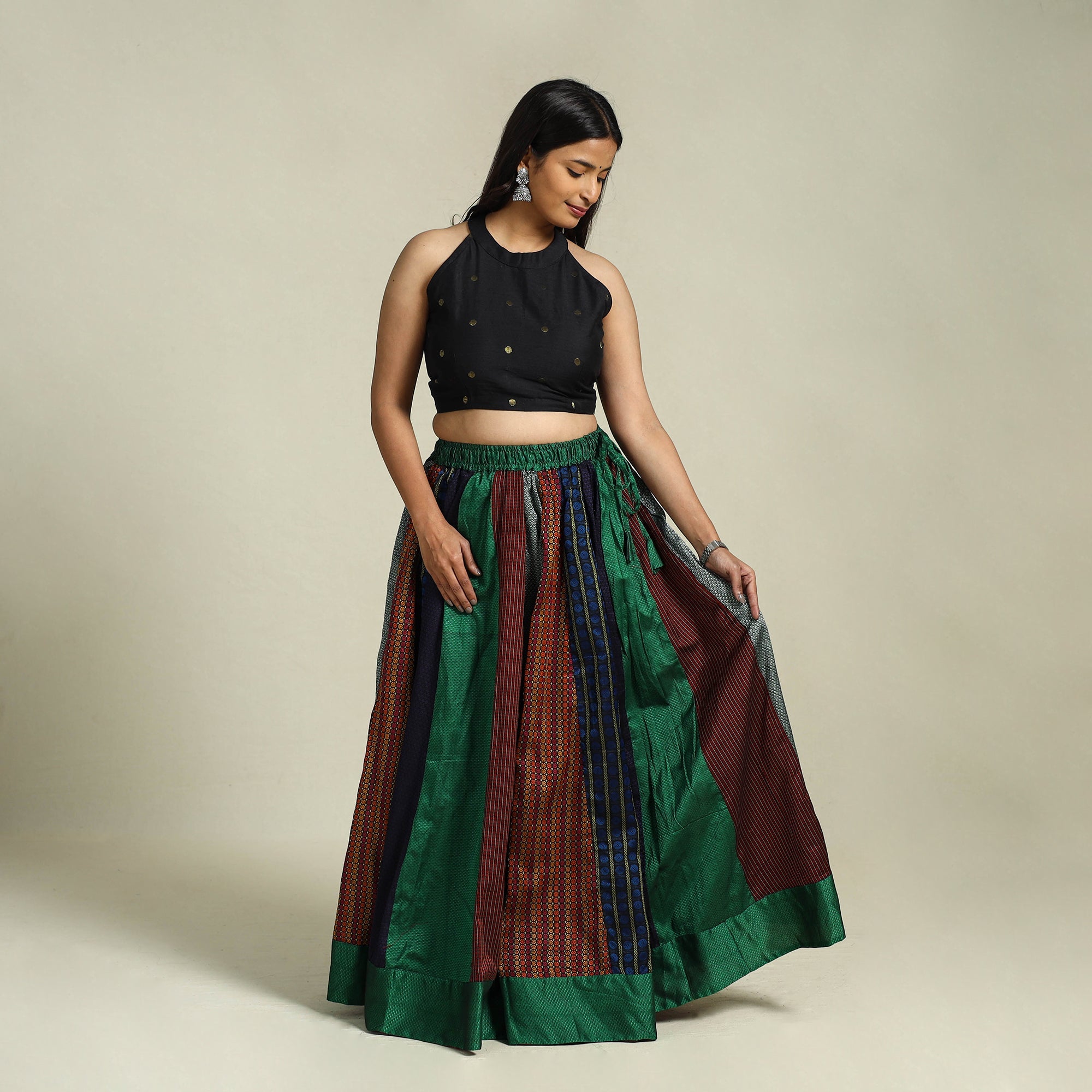 Buy Multicolor Khun Patchwork 24 Kali Cotton Long Skirt