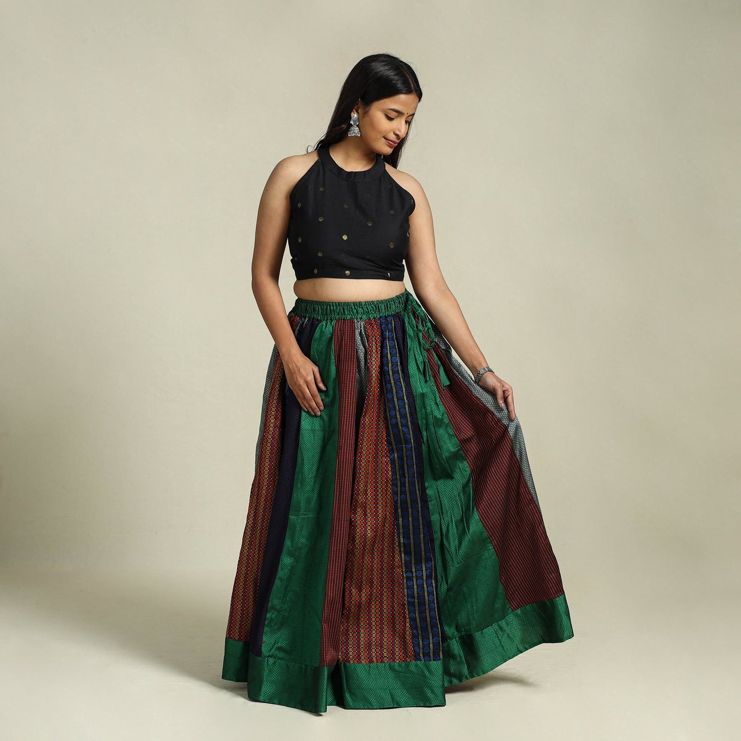 Buy Multicolor Khun Patchwork 24 Kali Cotton Long Skirt