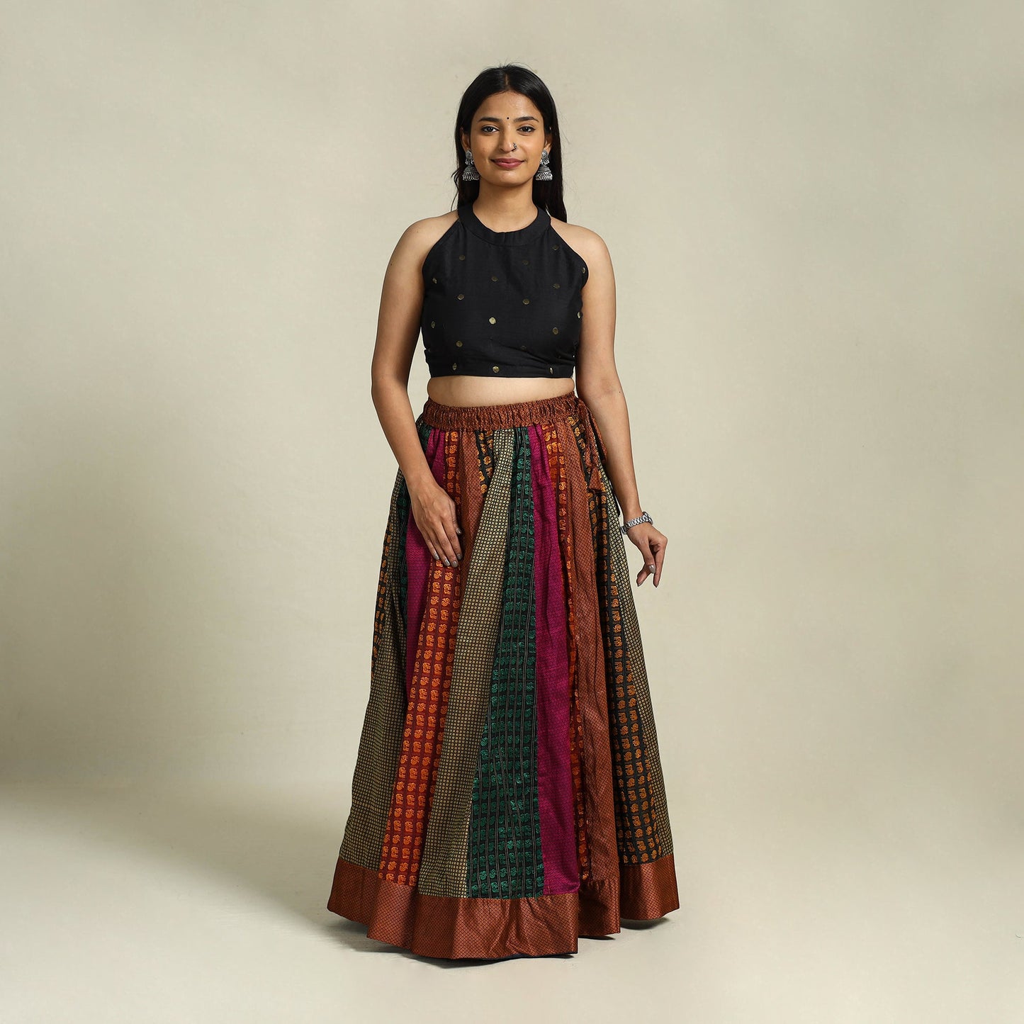 Buy Multicolor Khun Patchwork 24 Kali Cotton Long Skirt