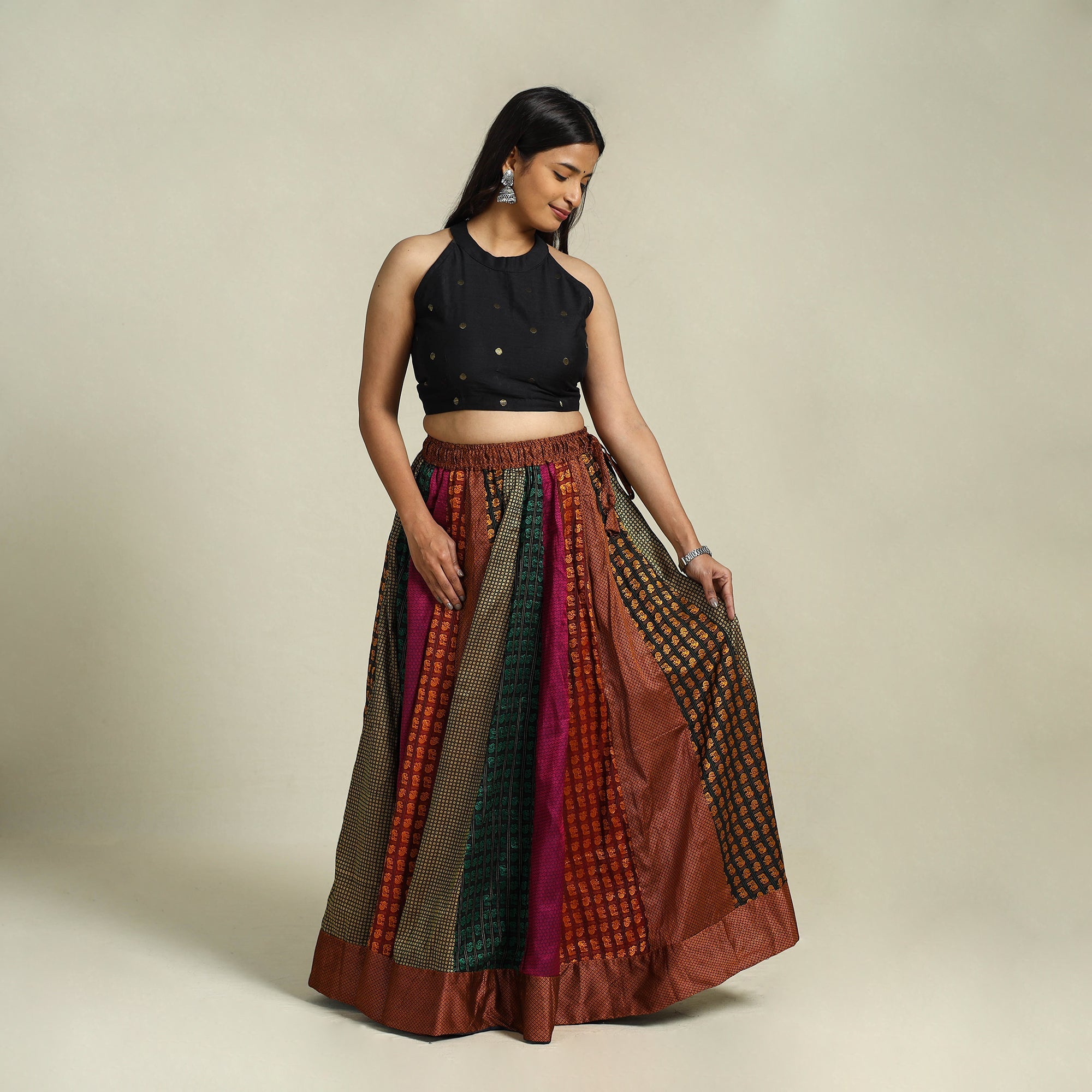 Buy Multicolor Khun Patchwork 24 Kali Cotton Long Skirt