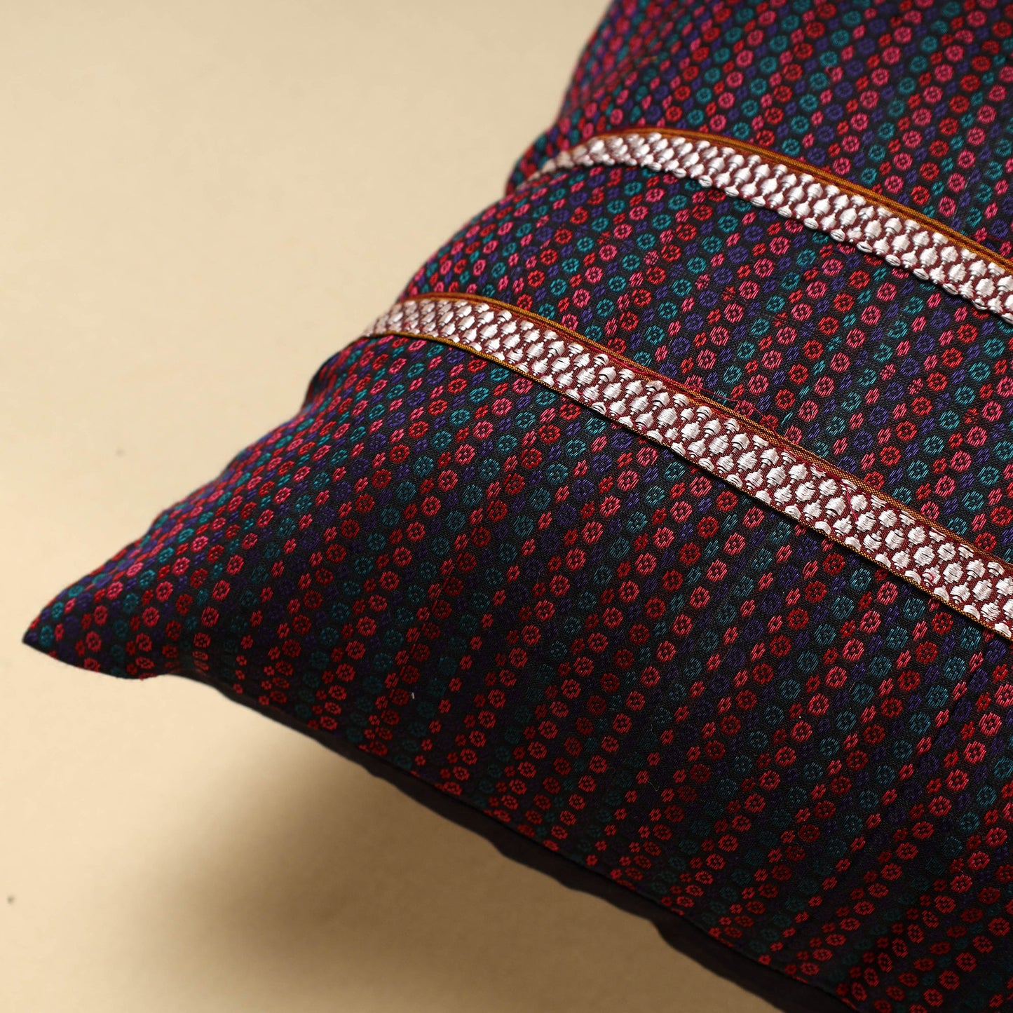 Multicolor Khun Weave Cotton Cushion Cover (16 x 16 in)