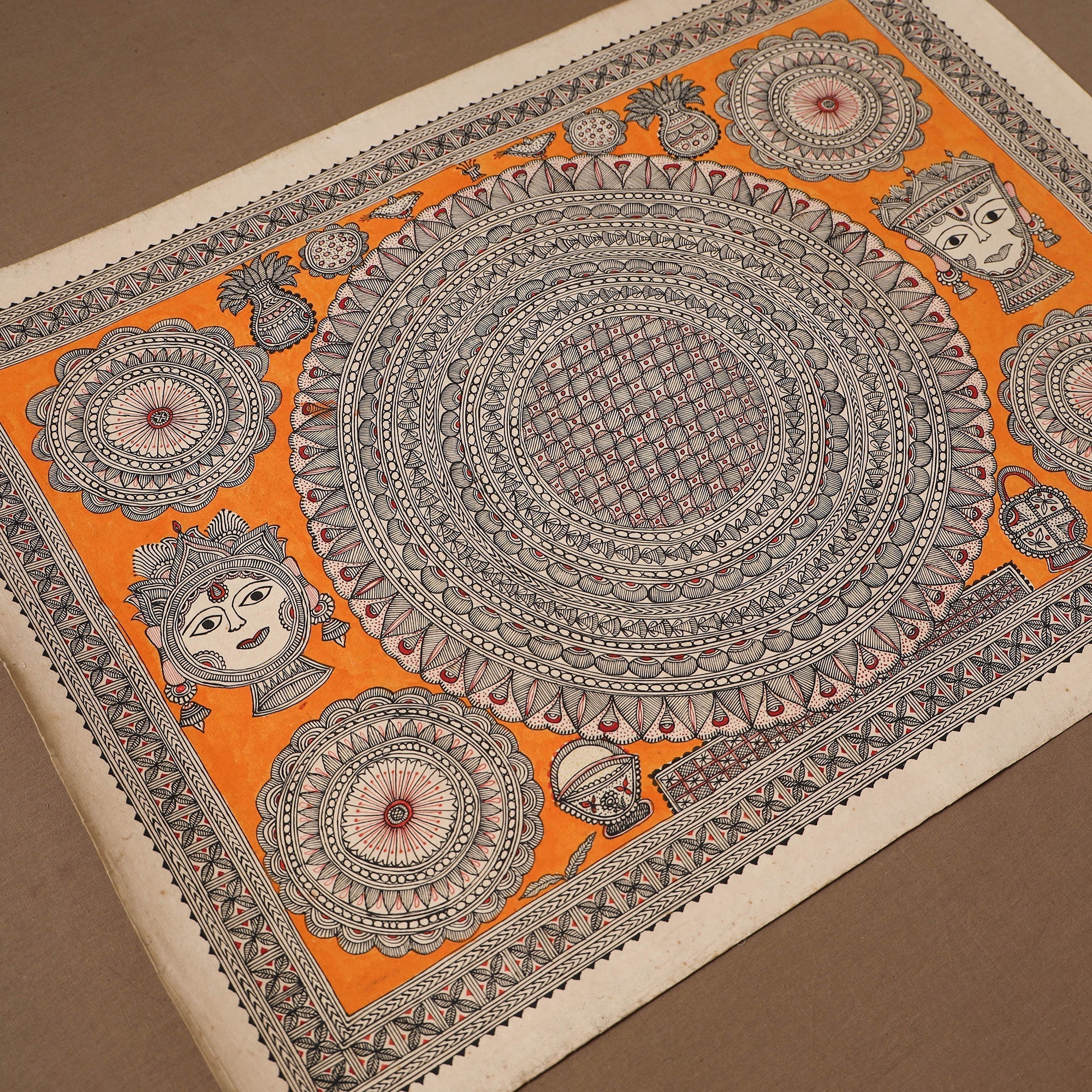 Handpainted madhubani painting by hira devi (22 x 30 in) 04