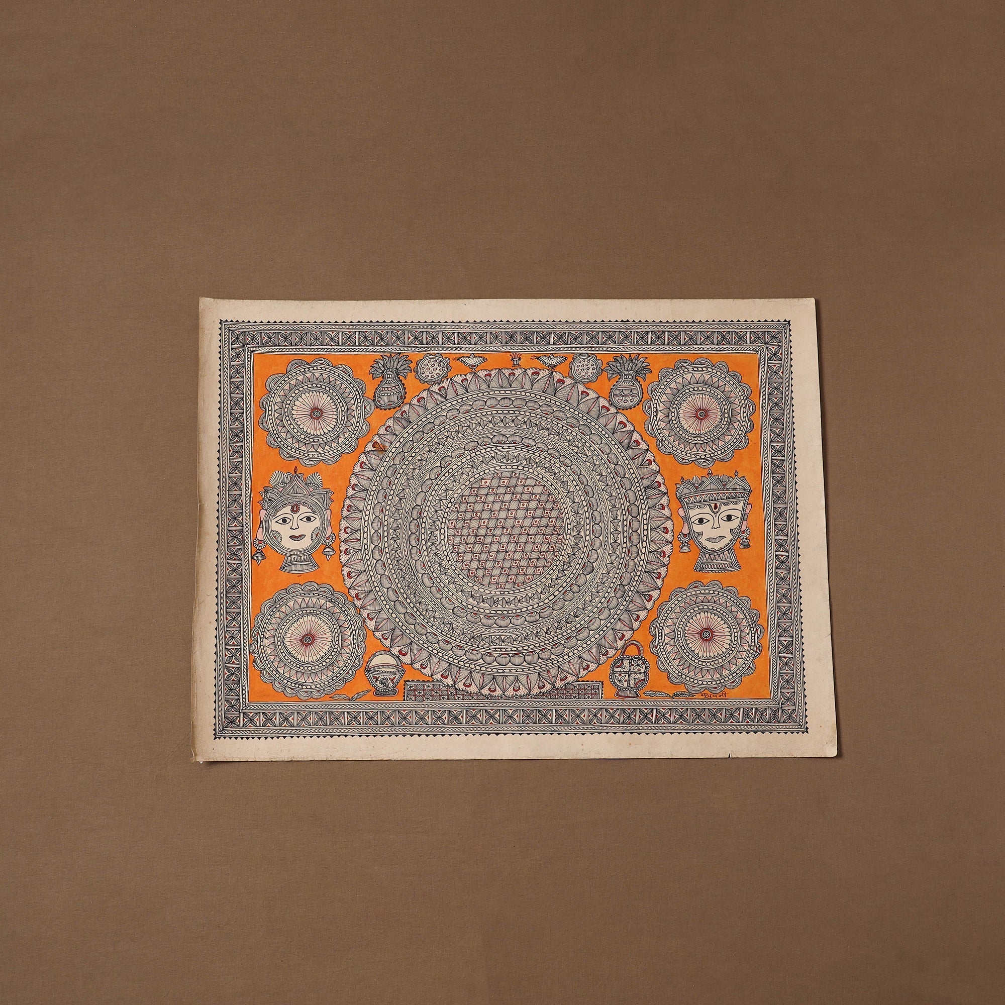 Handpainted madhubani painting by hira devi (22 x 30 in) 04