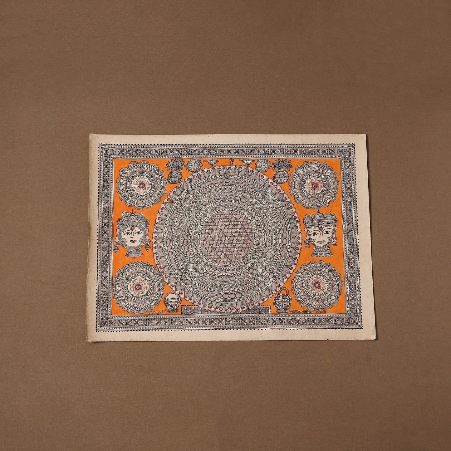 Handpainted madhubani painting by hira devi (22 x 30 in) 04