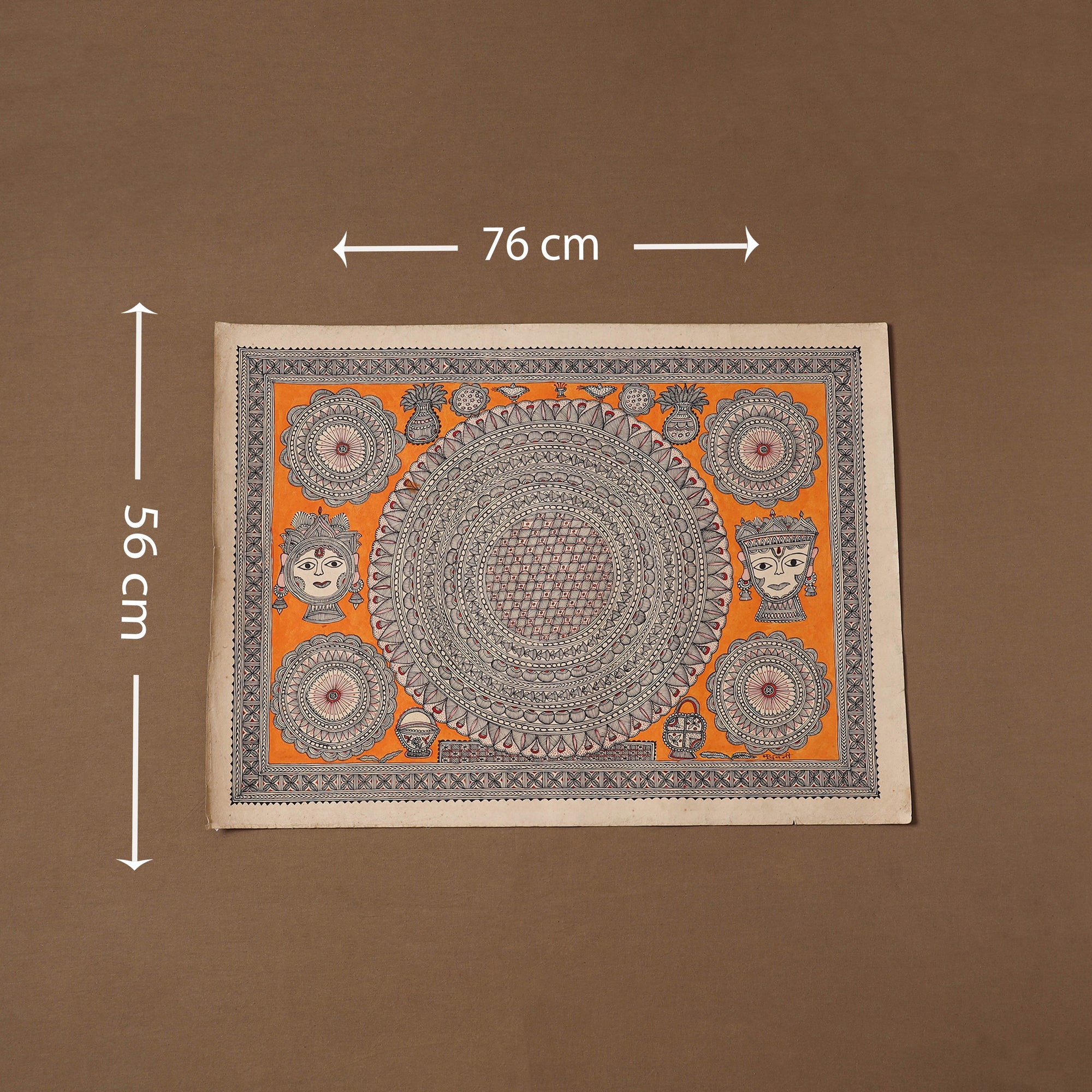 Handpainted madhubani painting by hira devi (22 x 30 in) 04