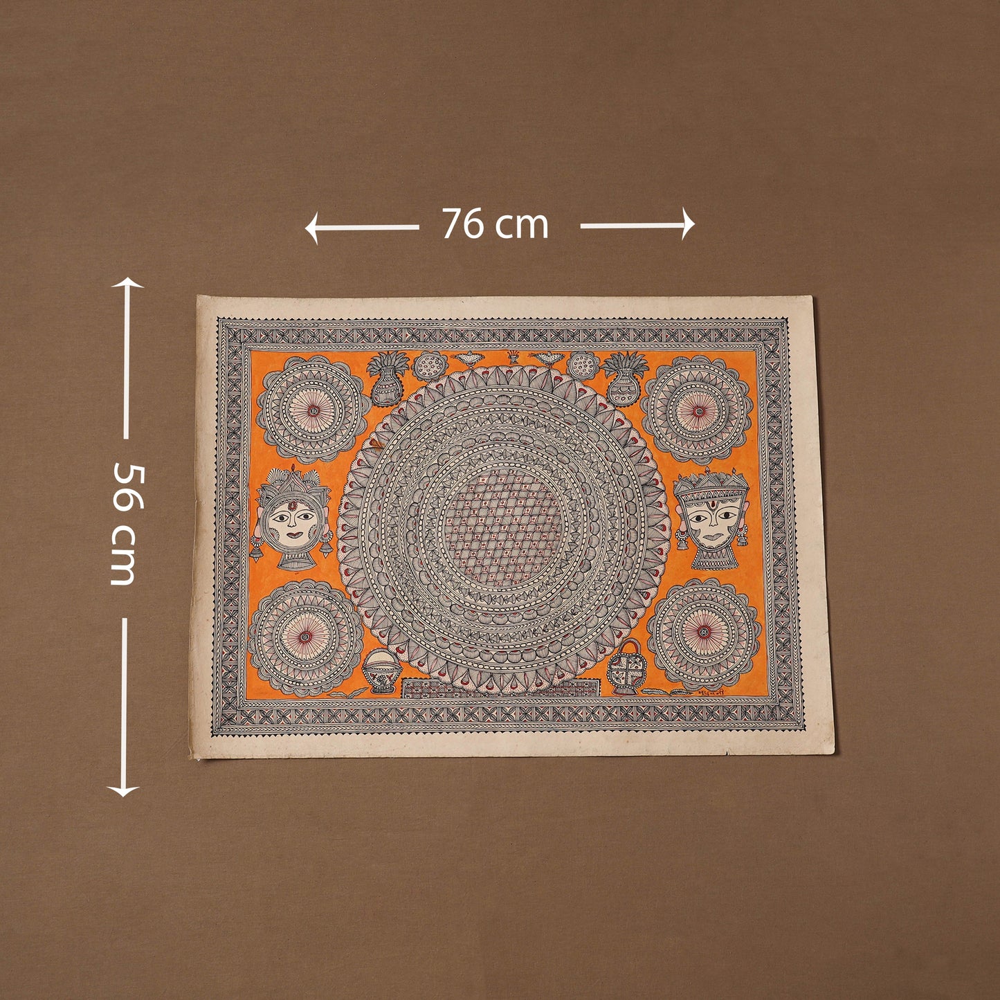 Handpainted madhubani painting by hira devi (22 x 30 in) 04