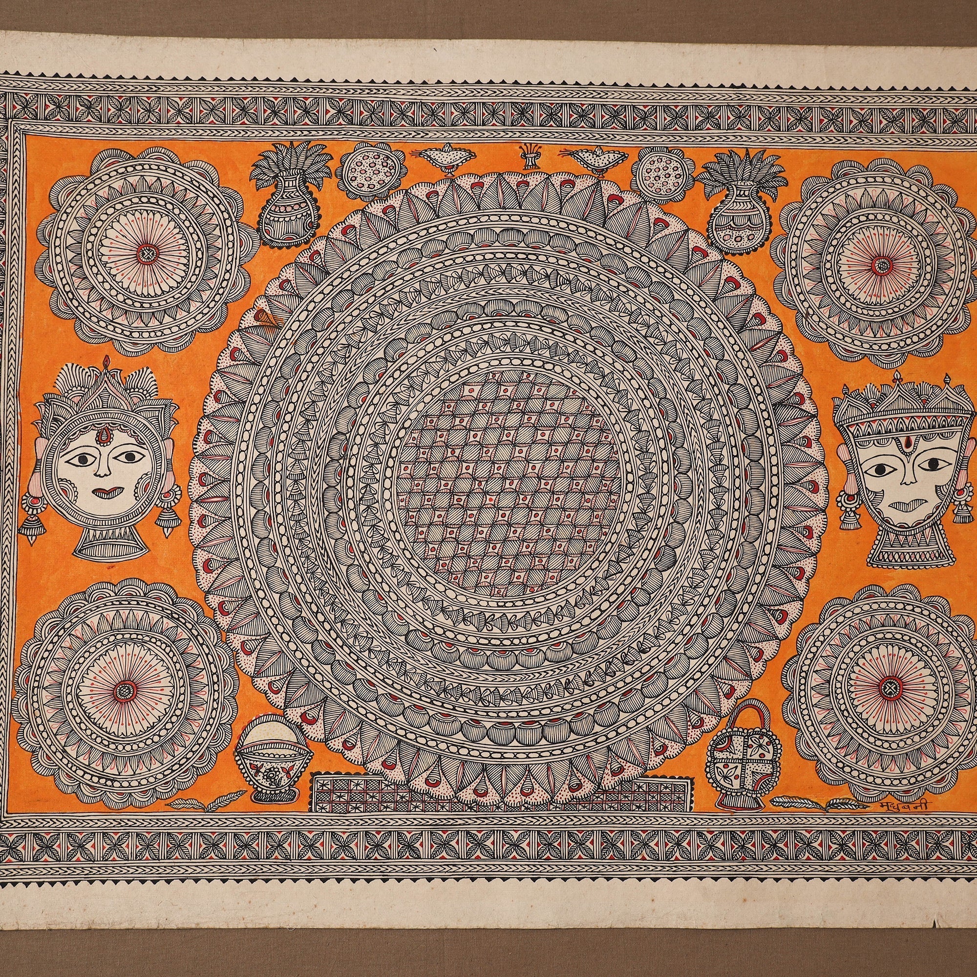 Handpainted madhubani painting by hira devi (22 x 30 in) 04