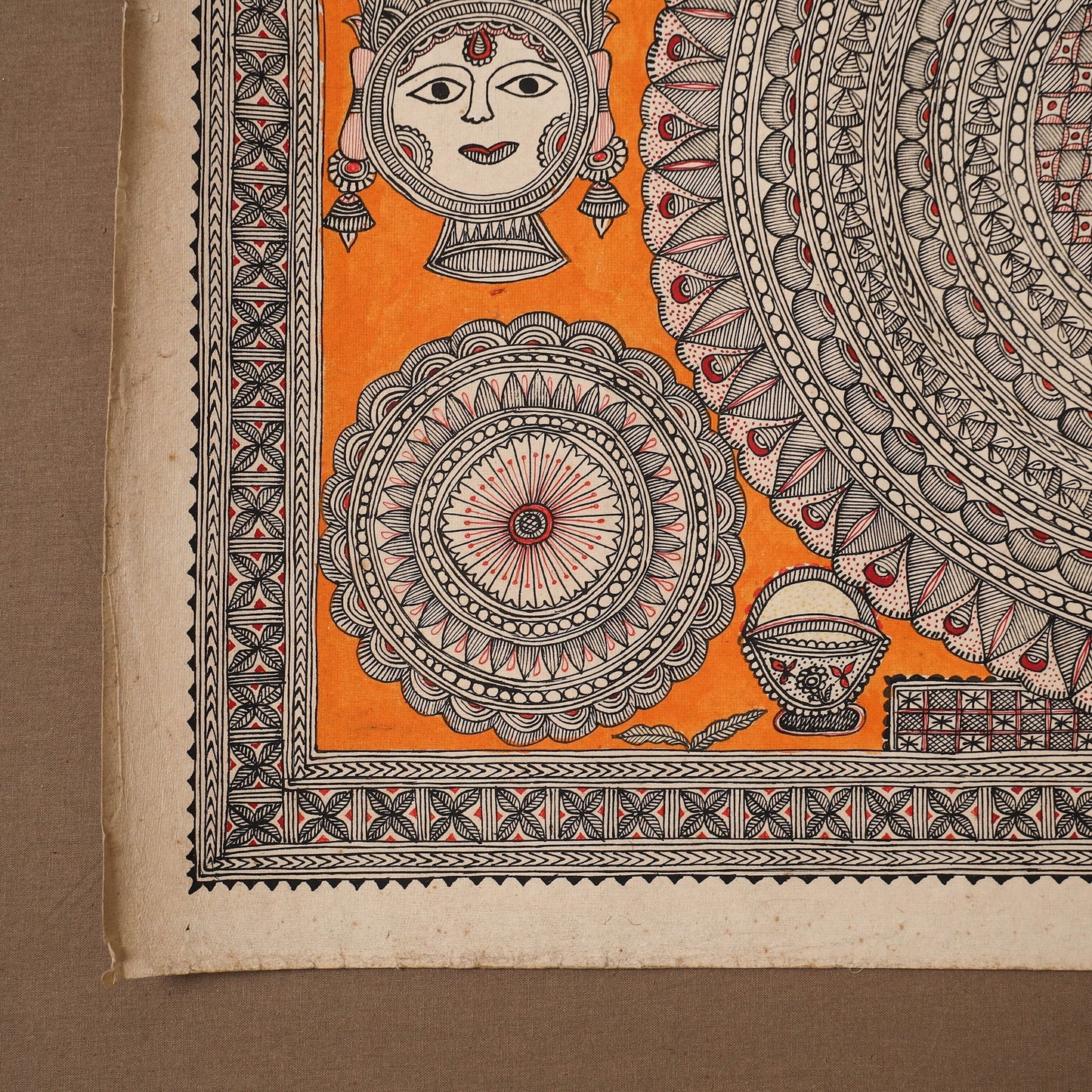 Handpainted madhubani painting by hira devi (22 x 30 in) 04