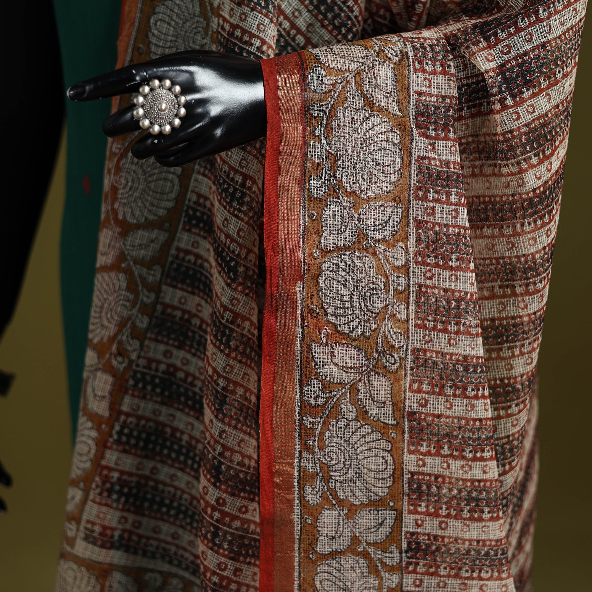 Multicolor - kota doria cotton hand bagru dupatta 16