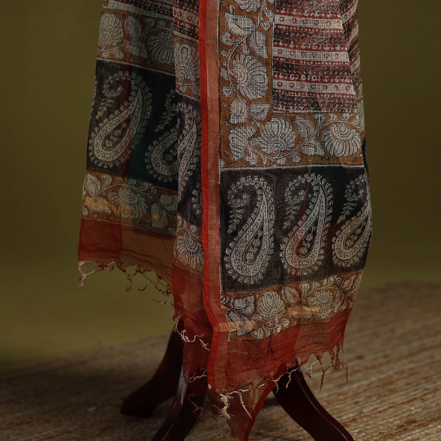 Multicolor - kota doria cotton hand bagru dupatta 16