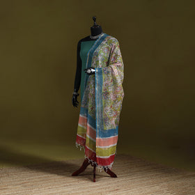 Kota doria cotton hand block print sanganeri floral dupatta