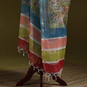 Kota doria cotton hand block print sanganeri floral dupatta