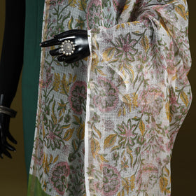 Kota doria cotton hand block print sanganeri floral dupatta