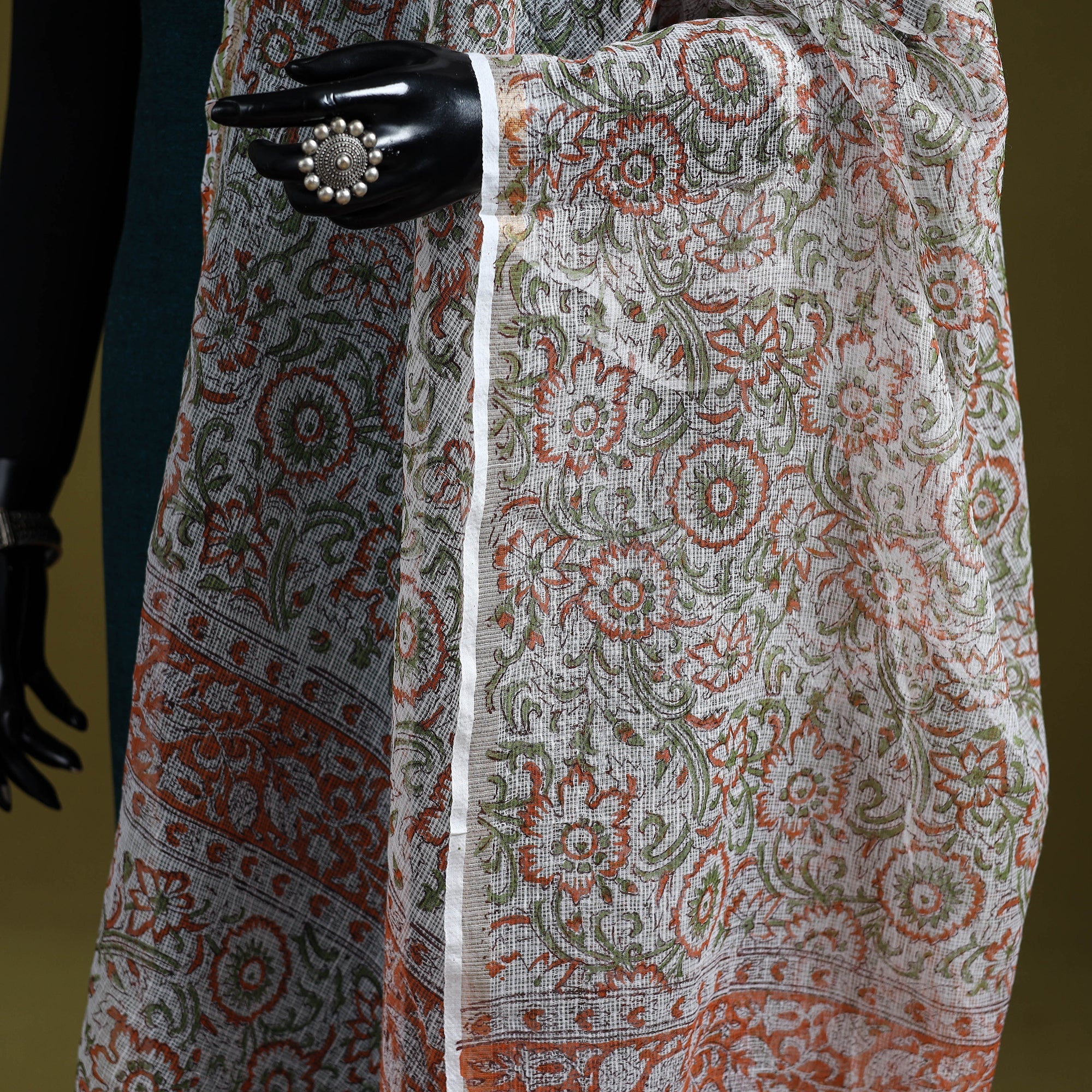 Kota doria silk cotton sanganeri floral dupatta 59