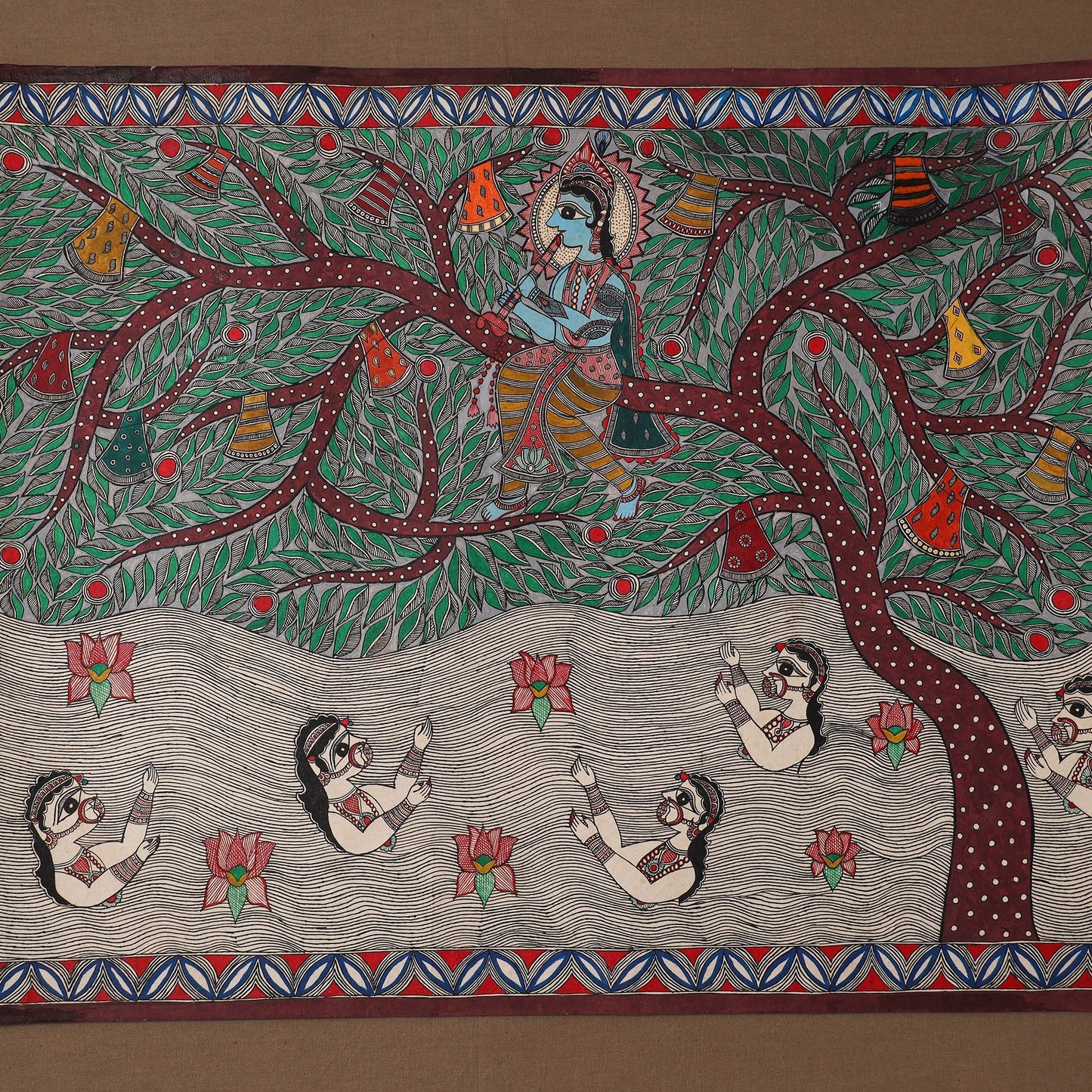 Handpainted madhubani painting by hira devi (22 x 30 in) 06