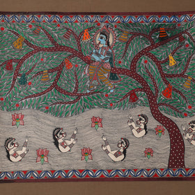 Handpainted madhubani painting by hira devi (22 x 30 in) 06