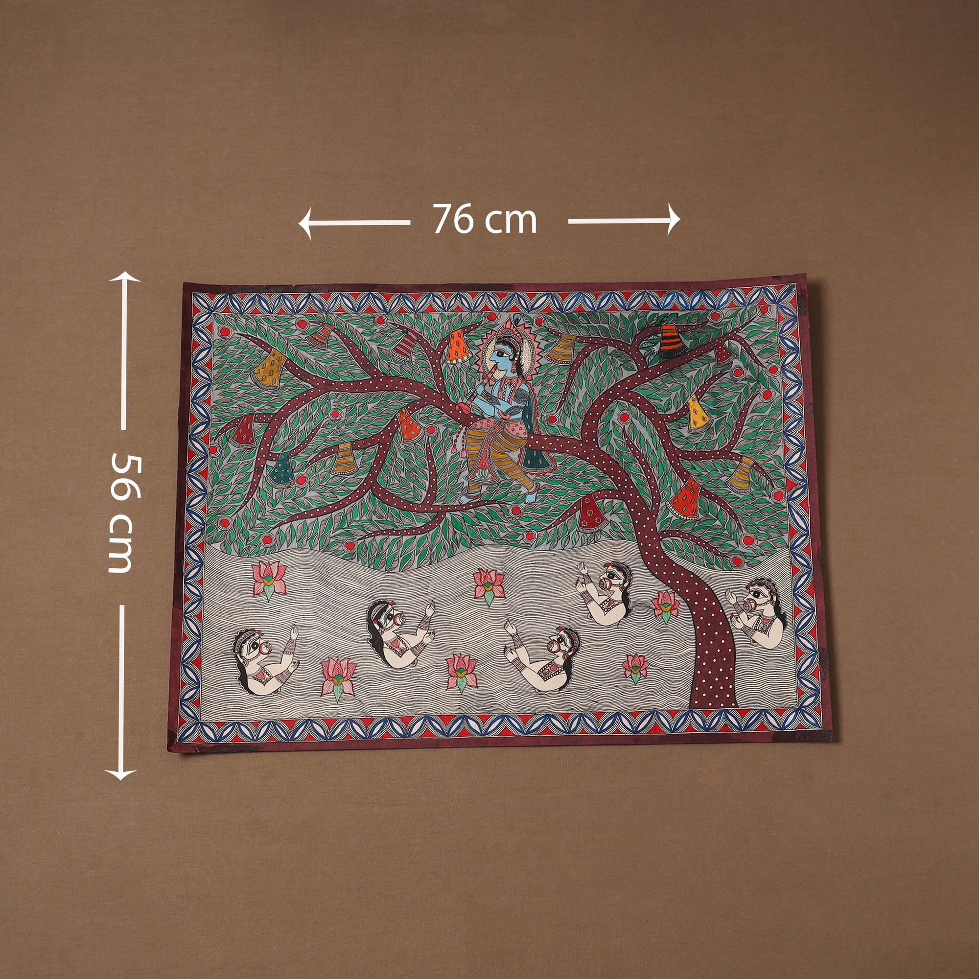 Handpainted madhubani painting by hira devi (22 x 30 in) 06