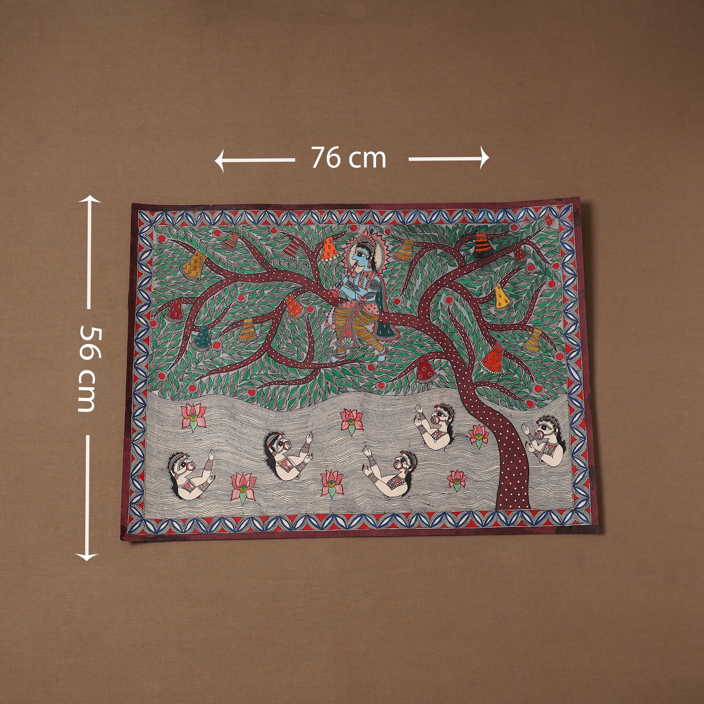 Handpainted madhubani painting by hira devi (22 x 30 in) 06